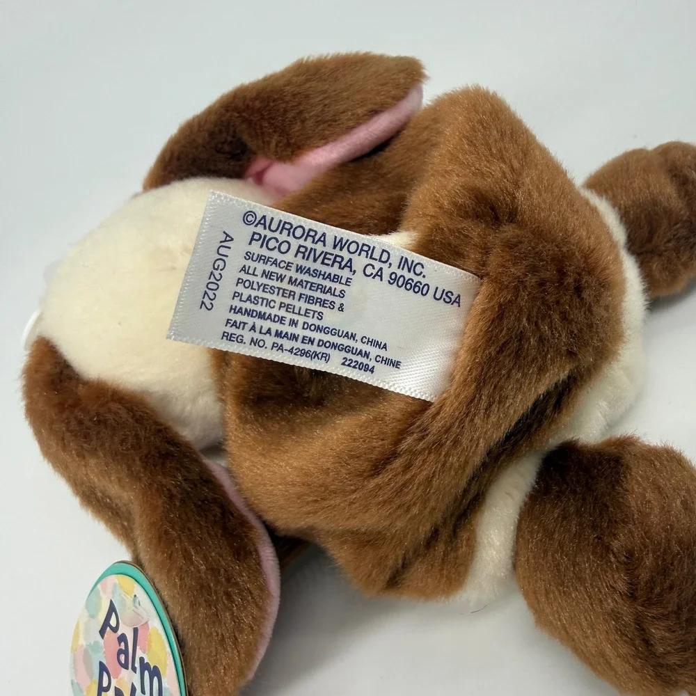Aurora Palm Pals Clover Bunny Brown White Plush Stuffed Animal Toy 82060 NEW 5in